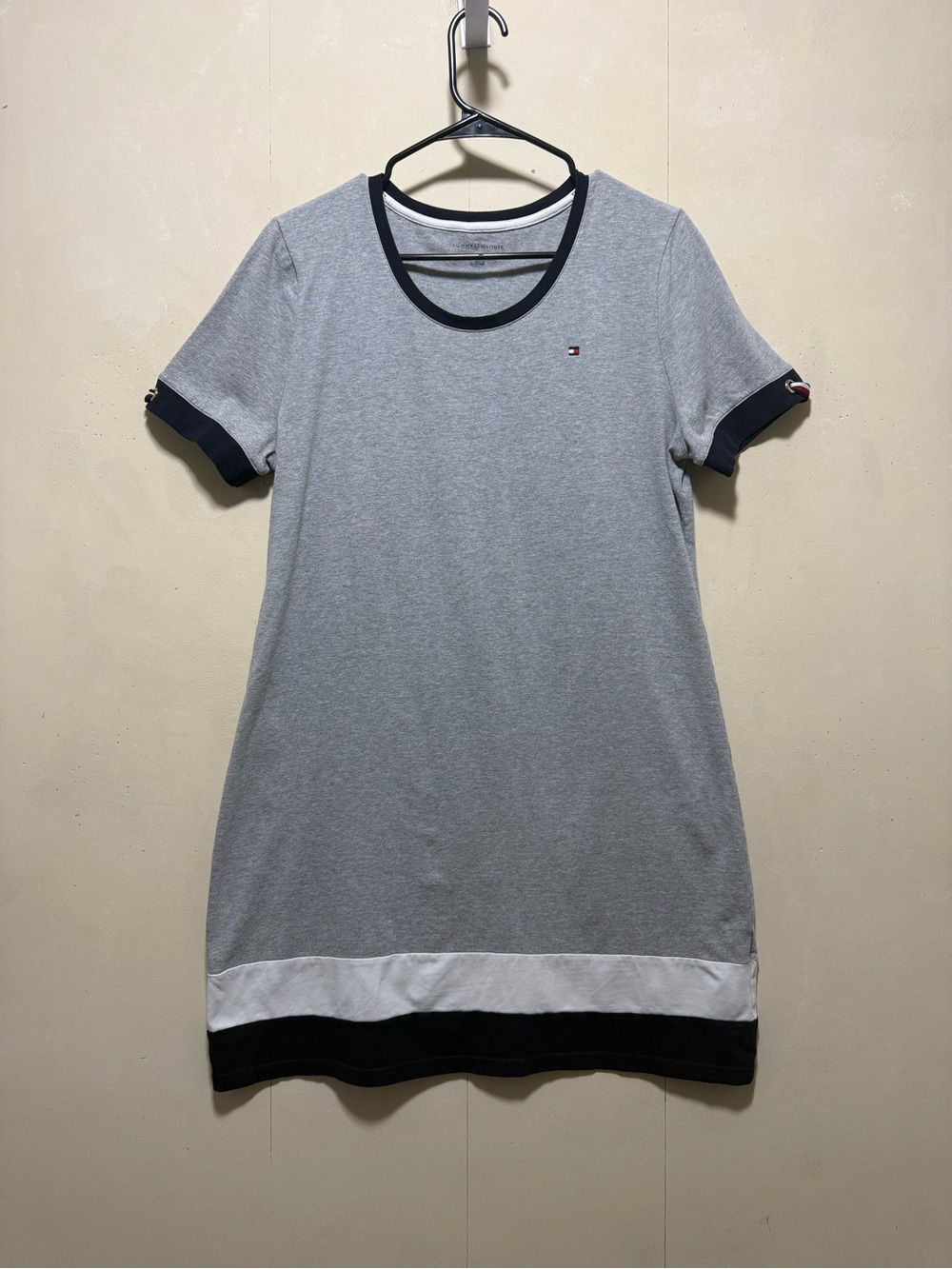 Tommy Hilfiger Gray Colorblock Ringer T-Shirt Dress Women’s Sz P XL